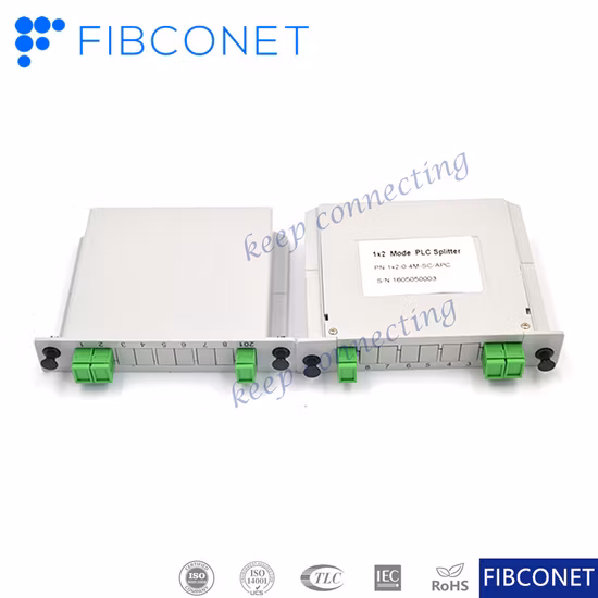 Divisor plc de fibra óptica tipo cassete premium de alta qualidade 1*2 conector sc/pc 09mm com excelente uniformidade e confiabilidade